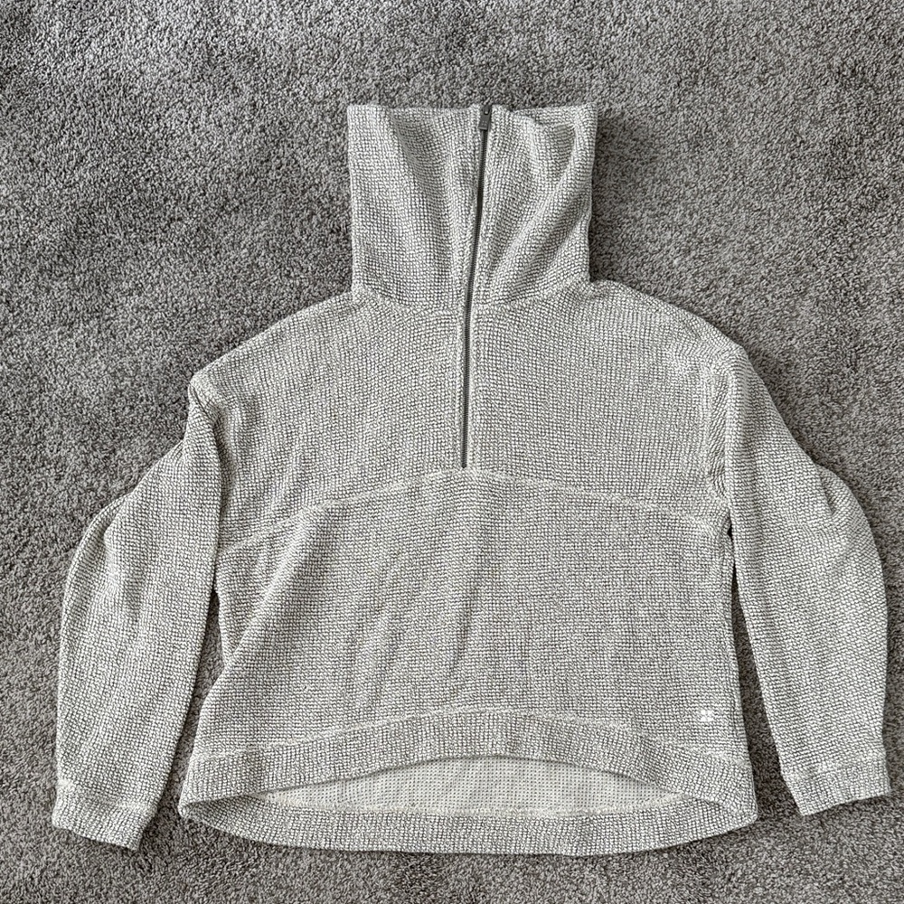 Sweaty Betty Light Gray High-Neck Sweatshirt, size S